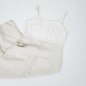 Linen Midi Dress Sleeveless Straps Square Neckline Slit Fitted Tight Bodycon